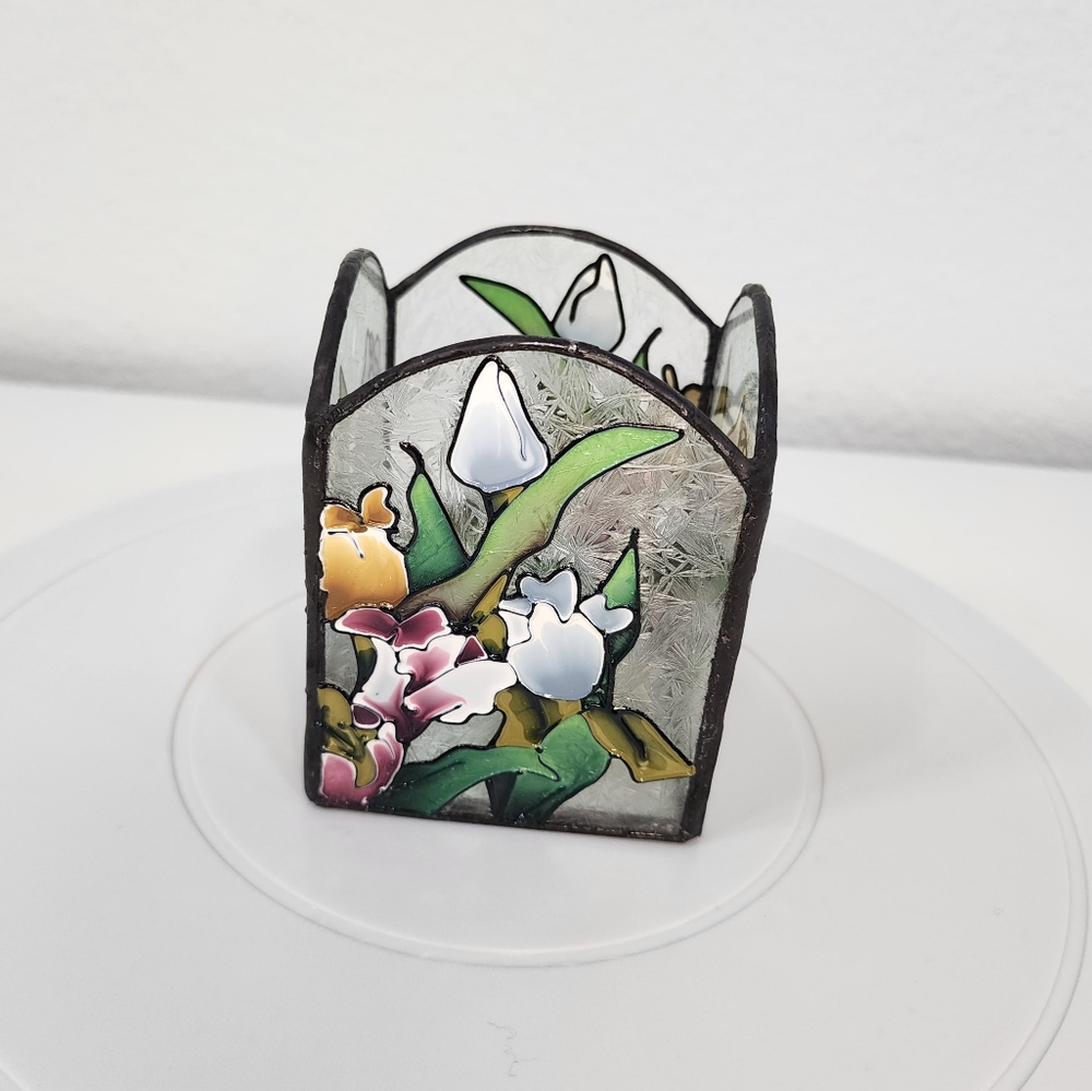 Stained glass candle holder